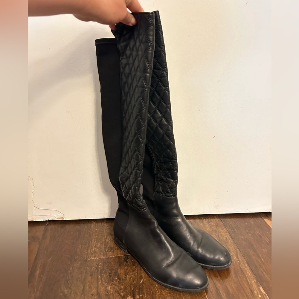 Stuart Weitzman black quilted over the knee boots